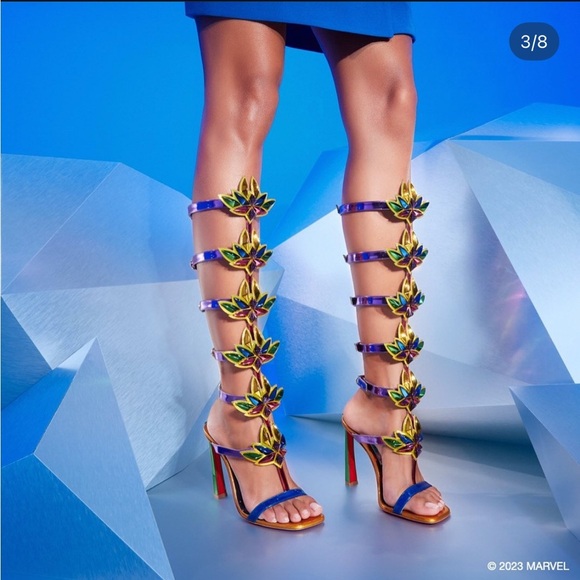 New Christian Louboutin x Marvel Sea Warrior Leather Heels - Picture 5 of 13